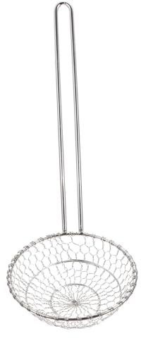 TOPBATHY 1 Pc Colador Gordo Cucharas De Sopa Asiáticas Cesta De Red De Fideos De Pasta Espumadera Para Freír Skimmer De Mango Pasta Manual Canasta De Papas Fritas Acero Inoxidable