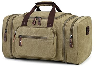 Sechunk Duffle Bag Canvas Leder Große Outdoor Schultertasche, gelb, Einfach und einfach
