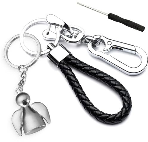 Ange Gardien Porte-Clés en Corde avec mousqueton et D Boucle Peut être Utilisé Comme Porte Bonheur Porte Clef Voiture Cadeau Spécial Convient aux Homme et Femme (vec Petit Tournevis)