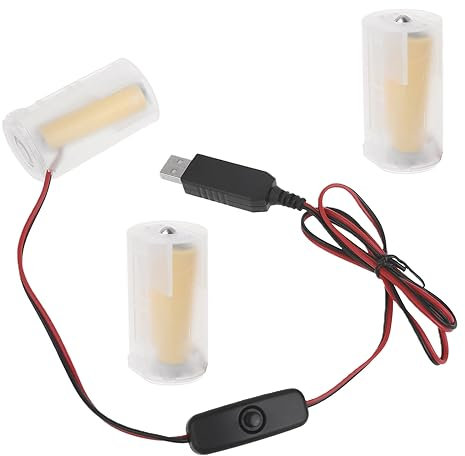 Glanhbnol Cable adaptador de batería USB 5 V2 A, cable eliminador para reemplazar 3 pilas LR20 D para linternas/termómetro digital, cable de transformación de corriente, cable de eliminación de