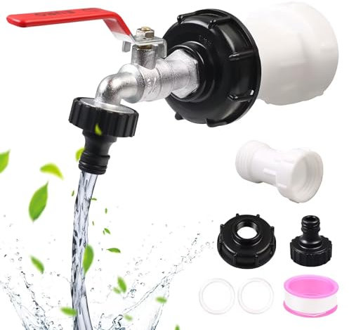 MaxAwe IBC Auslaufhahn, 3/4 Zoll IBC Container Legierungshahnhahn Zubehör, IBC Adapter S60x6 Verlängerung Distanzstück, 1000L Wassertank Zubehör für Regentonne