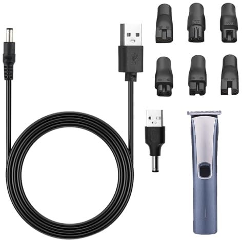 USB Shaver Charger Cable - Durable 5V Power Supply with 7 Charging Cord Heads - Replacement Power Lead Compatible with Various Shavers, Purifiers, Electric Hairdressers, and More