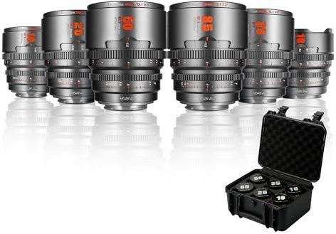 7artisans 10mm/16mm/25mm/35mm/50mm/85mm T2.1HopeSeries Professional Cinema Lens S35 Frame Set Compatible for Fuji X-Mount,For FUJIFILM X-S20/X-T5/X-H2/X-T4/X-H2S/X-T3/X-S10(Titanium Gray)