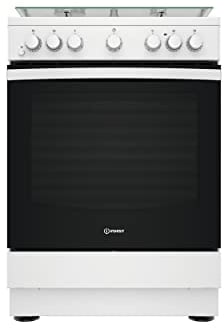 Indesit Cocina de gas con horno eléctrico 60 x 60 x 90 cm blanca con 4 fuegos, horno con placa de cocción clase A