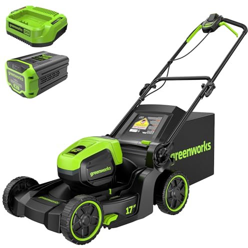 Greenworks 60V 17 Brushless Lawn Mower (Push) 4.0Ah Battery and 3A Charger