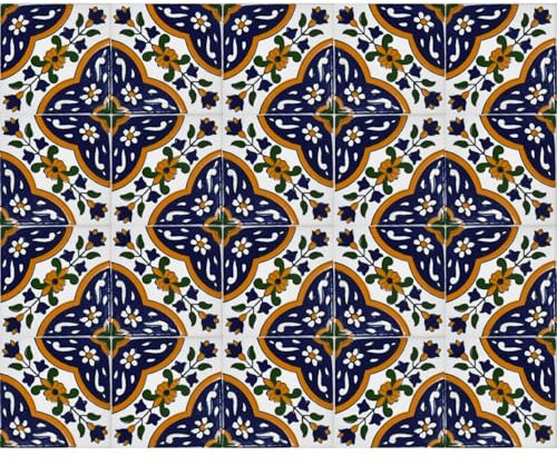 20 Mattonelle tipo MAADNOUSSI in ceramica smaltata 10x10 cm spessore 0,6 cm - Mattonelle Tunisine realizzate con Serigrafia Artigianale (Blu). Adatte a rivestimento