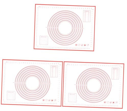 Amosfun 3pcs Food Grade Silicone Baking Mats Rolling Mat for Baking Non-Slip Thicken Scale for Kitchen