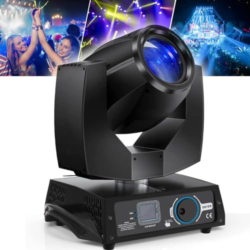 OJXIER Luz de Cabeza móvil Sharpy Beam 7R de 230 W, luz de Cabeza móvil LED para Escenario, luz de Cabeza móvil con Haz LED RGBW y rotación de Cabeza móvil