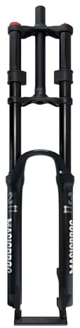 BSFHQS Forchetta Ad Aria 26 27.5 29 Forcella Ammortizzata per Mountain Bike 1-1/8 Dritto Forcella Anteriore A Doppia Spalla Downhill Viaggio 180mm 9 * 100mm QR Freno A Disco(Black,26in)