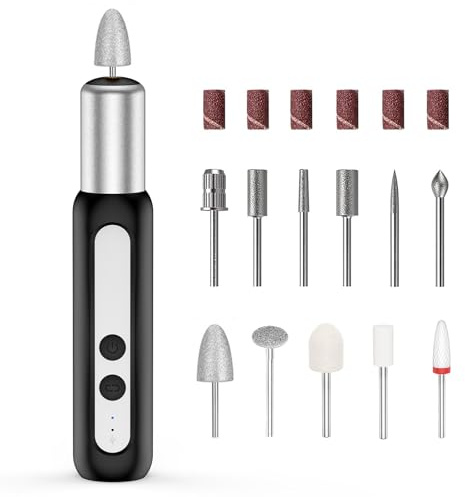 Electric Nail Drill Type-C Electric Machine for Acrylic Nail Kit, Portable Electric Nail File Polishing Tool Manicure Pedicure for Home Salon (Black)