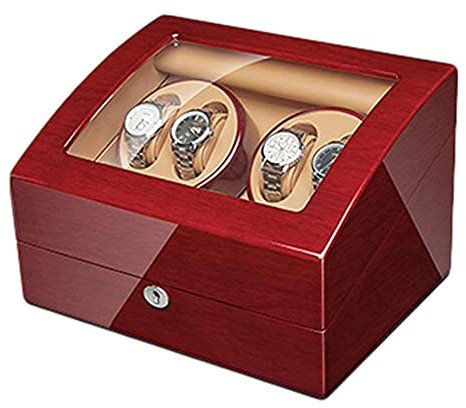 GHJKLZNMRU Remontoir de montre automatique en bois de noyer massif finition piano moteur silencieux coussins de montre flexibles pour homme et femme