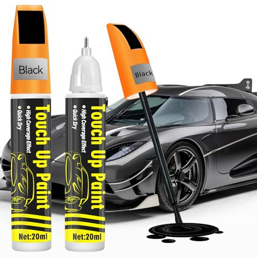 prowithlin Stylo Retouche Peinture Carrosserie - Efface Rayure Noire, Solution Rapide pour Carrosserie, Voiture Carrosserie & Jante Alu, Stylo Peinture Voiture (noir, 2 lots)