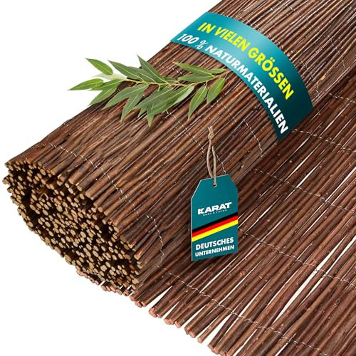 KARAT Weidenmatte in 5 Größen · 200x300 cm · Sichtschutzmatte aus Weide · für Garten, Balkon und Terrasse · Balkonsichtschutz · natürlicher Sichtschutzzaun (Braun)