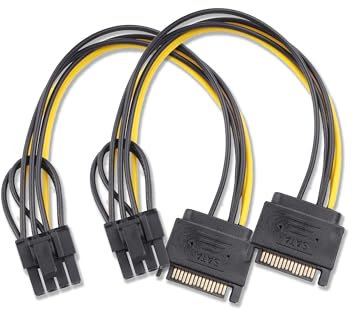 ELFJMZP Cable adaptador de alimentación para tarjeta de video de 15 pines SATA macho a 8 pines (6+2 pines) PCI-Express hembra