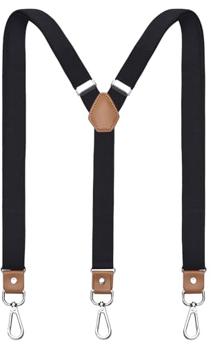 DonDon Hosenträger Herren extra stark - Hosenträger schwarz für Arbeitshosen und Anzug mit starken Clips lang schmal oder Riemen für Herren breit in Y-Form oder X-Form