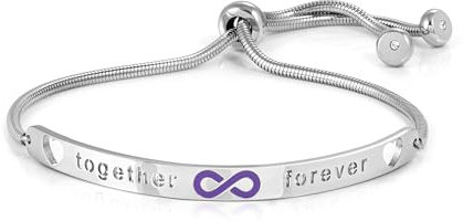 Nomination Bracciale Donna - Collezione Messaggiamo, Acciaio e Zirconi, Scritta Together forever, Simbolo Infinito in Smalto Viola, Lunghezza 14-20 cm, Chiusura Scorrevole, Idea Regalo Coppia