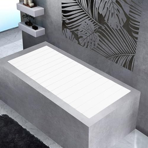Housse de baignoire pliable en PVC - 70 x 160 cm - Charge maximale : 5 kg - Étanche à la poussière - Pour baignoires d'hôtel et baignoires domestiques - Blanc
