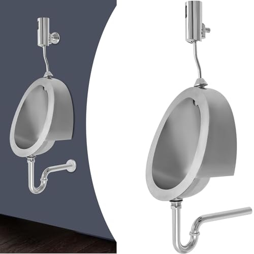 Urinario de acero inoxidable 304, inodoro de pared con sensor automático, for uso doméstico, comercial, bar, baño, hotel, tienda, garaje, inodoro público masculino con descarga inteligente.