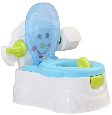 Dekko 3-in-1 Kids Potty Trainer Seat Potty Topper Stepstool Safety Toilet Training Toddler Children Non Slip Wipe Storage Removable Bucket, Toilet Paper Holder, Boys & Girls(Blue)