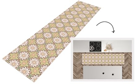 KitchenYeah© Küchenläufer Anti Rutsch Matte Küche Küchenmatte Boden Kitchen | 200x50 cm - Mat Läufer Waschbar Rutschfest Waschbarer Waterproof Mandala - Bohemian - Blumen - Muster