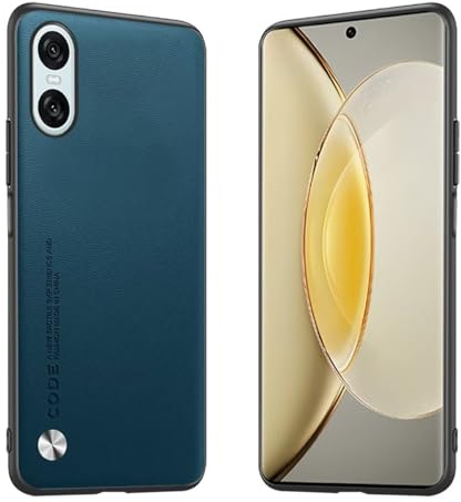 Longstong Handyhülle Passend für Smartphone, Compatible with Sony Xperia 10 VII (Seventh Generation) (6.1), Code-Serie Metall-Leder Hülle Schutzhülle - Saphir