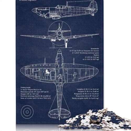 500-teiliges Puzzle Spitfire MkVb Bauplan Holzpuzzle Lernspielzeug 500 Teile (52x38cm)