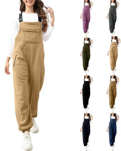 Latzhose Damen Oversize Bib Pants Einfarbig Playsuit Retro Jumpsuit Damen Elegant Trägerhose Beiläufig Arbeitslatzhose Taschen Pants Mode Hosenanzug Mit Verstellbarer Trägern