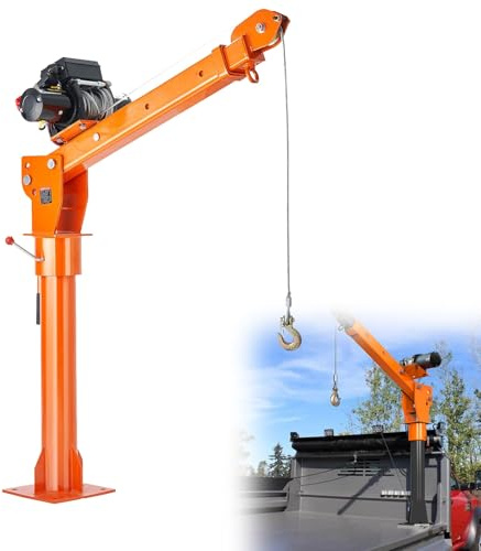 Elektrischer LKW-Ladekran, 1000kg Tragkraft, Klappbar, 24V, 6000lb Seilwinde, mit Fernbedienung und 360° Drehbarem Fuß, Ideal zum Heben von Gütern auf Baustellen und in Fabriken