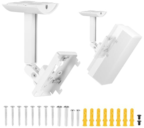 Supaway Lot de 2 Supports d'enceinte (Mur/Plafond) Support de Haut-Parleur Mural, Bras réglable et Angle Ajustable pour séries Bose UB-20, UB-20 Series II, WB-50 II, Lifestyle et SoundTouch (Blanc)