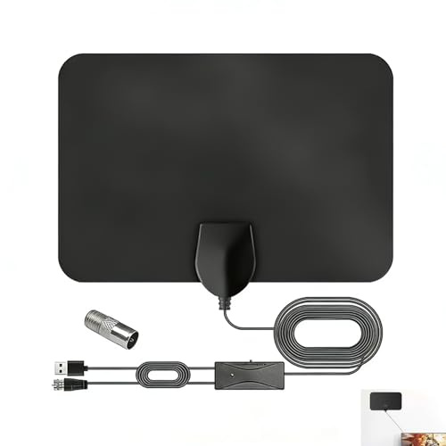 TV Aerial Indoor, 250+ Miles Long Range TV Antenna Indoor 4K Digital Amplified with Signal Booster, 16.4ft Long Cable, Compatible with UK Freeview Channels, HD Antenna for BBC, ITV, SKY, and More