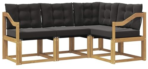 vidaXL Outdoor-Sofagarnitur mit Kissen 4 pcs Weiß und Schwarz, Gartenmöbel, modernes Sofa-Set für draußen, Loungebereich, haltbare Terrasse zum Entspannen und Wohlfühlen