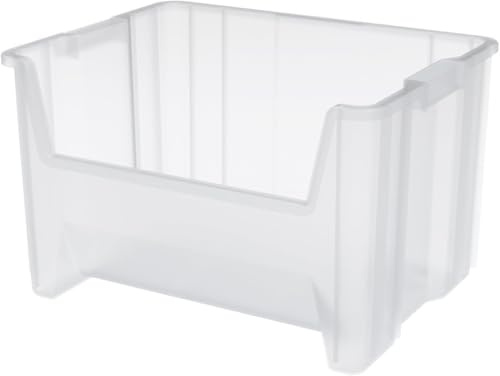 Akro-Mils 13017 Stak-N-Store Heavy Duty Stackable Open Front Plastic Storage Container Bin, (15-Inch x 20-Inch x 12-1/2-Inch), Clear, (3-Pack)