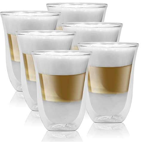 3X Delonghi Latte Macchiato Kaffee 2er Doppelwandiges Thermoglas