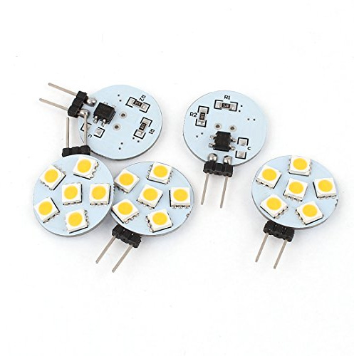 uxcell 5 x Energy Saving G4 5050 6 LED Cabinet Light Bulb Lamp Warm White