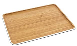 Pebbly - Plateau de Service Blanc en Bambou naturel Blanc - 40x30 cm - Matériau Naturel et Résistant