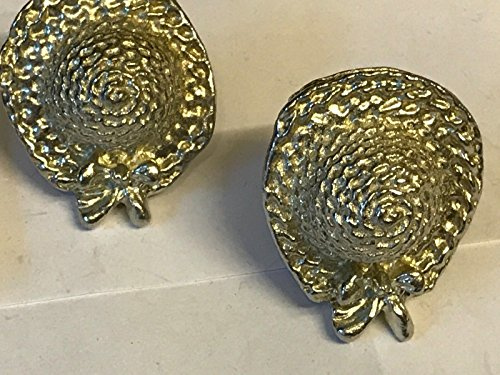 Große Rattan/Stroh Stil Hut Mit Schleife tg109 Paar Manschettenknöpfe aus feinem englischen Moderne Zinn geschrieben von uns Geschenke für alle 2016 von Derbyshire UK