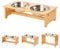Gamelles surélevées - pour Chiens et Chats - Supports surélevés en Bambou avec 2 gamelles d'eau et de Nourriture en Acier Inoxydable - avec Pieds antidérapants (Small - 10 cm High)