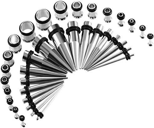 BOOM Huacan Ohrdehner, 1,6 bis 10 mm, 36-teiliges Set, Ohrdehner, Trompete, einzeln, Ohrring, Tunnel, Expander, Edelstahl, Silikon
