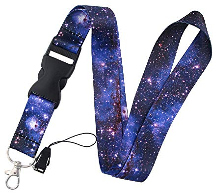 DMLSKY Lila Galaxy Schlüsselband für Schlüssel, Arbeitsausweishalter, 51,6 cm lang, für Männer und Frauen, mit abnehmbarer schwarzer Schnalle