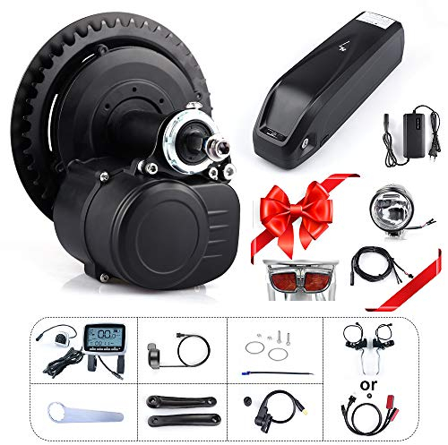 TongSheng TSDZ2 36V 250W 350W 48V 500W Coppia Sensored DIY Kit Motore di avviamento a manovella eBike Mid Motor Bike Kit di conversione Motore Centrale con Batteria(48v500w + Hailong 48V17.5Ah)