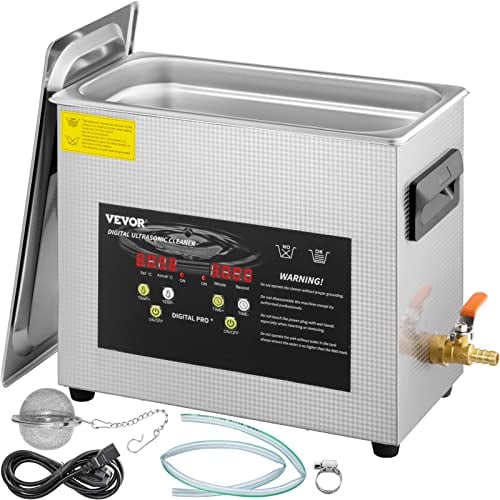 VEVOR 6L Verbesserter Ultraschallreiniger (200 W Heizung, 180 W Ultraschall) Professioneller digitaler Labor-Ultraschall-Teilereiniger mit Heizungstimer für die Reinigung von Schmuck, Brillen