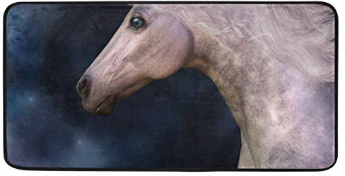 FANTAZIO Teppich Dapple grau Einhorn Teppich rutschfeste Fußmatte Fußmatte für Terrasse oder Familienzimmer 99 x 51 cm