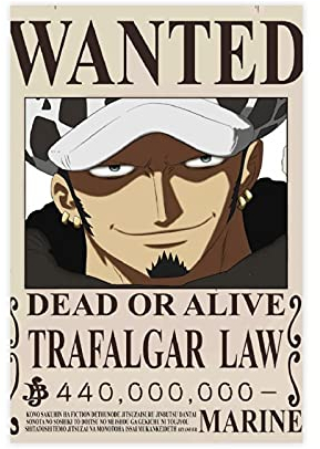 Leinwand-Poster, Motiv Wanted Trafalgar Law, 50 x 75 cm, ohne Rahmen