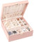Voova Jewellery Box Organiser for Men Women Girls, Large Watch Storage Case, 2 Layer PU Leather Jewelry Display Holder with Removable Tray for Watches Sunglasses Rings Earrings Necklace, Gifts, Pink