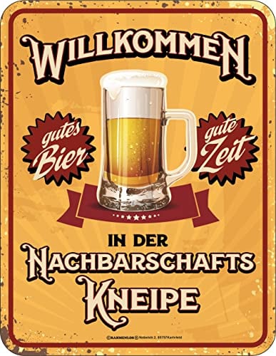 Original RAHMENLOS Deko Blechschild - Willkommenn in der Nachbarschaftskneipe