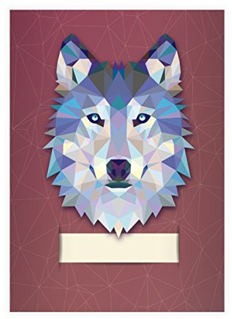 Kartenkaufrausch 4 Starke Wildtier DIN A5 Grundschul Hefte mit polygonalem Wolf in rot Kontrastlineatur 2