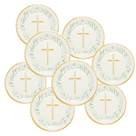 Amscan 9915621-66 Botanical Cel Cross 23Cm Plate- 8 Pack
