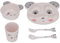 Juego de cubiertos divididos para alimentación de niños pequeños, tazón con forma de panda lindo de melamina, taza, cuchara, tenedor, plato de destete separado para bebés, plato de cena de porcelana