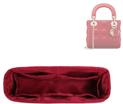 DGAZ Handtasche Tasche Organizer, Seide Tasche Innentasche für Lady Dior, Seidige Berührung Taschenorganizer Shaper Einsatz (Rouge Moyen, Lady Dior Small)