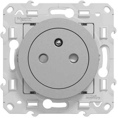 Schneider Electric - Odace - Prise de courant 2P+T affleurante - Alu -avec griffes - S535052